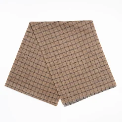 Light Brown Cashmere Small-Check Scarf