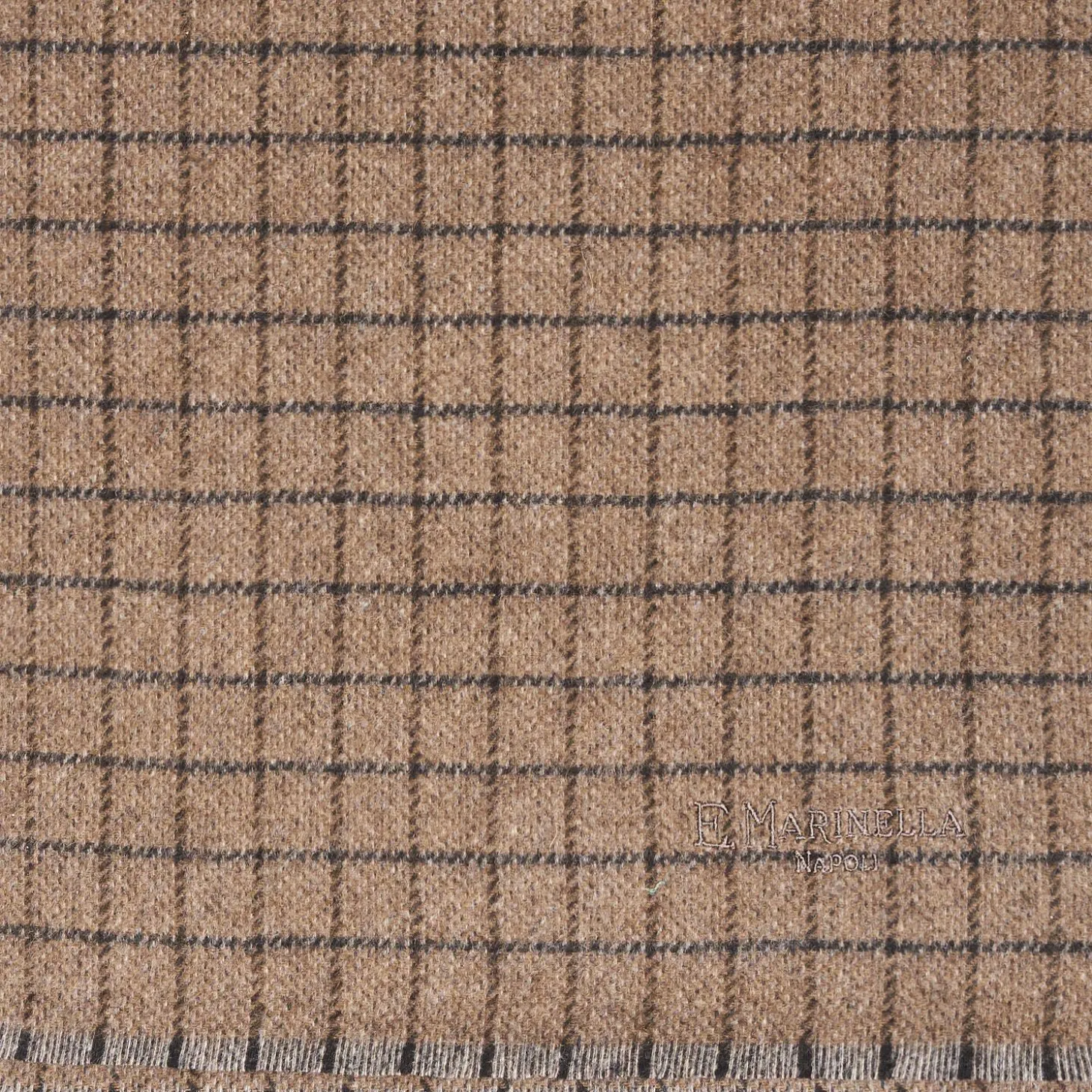 Light Brown Cashmere Small-Check Scarf