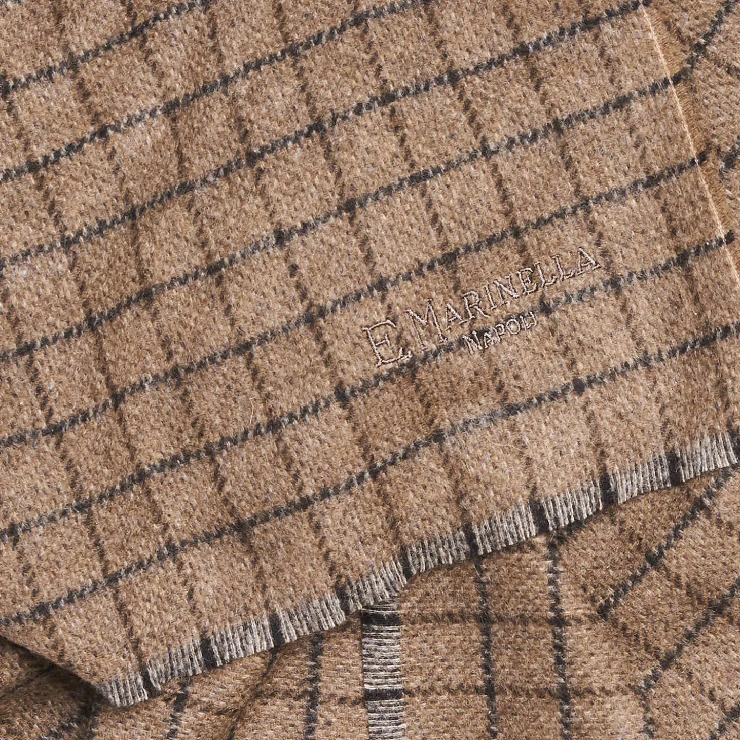 Light Brown Cashmere Small-Check Scarf