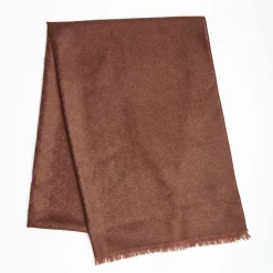Light Brown Em Logo Scarf In Wool And Cashmere