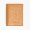 Light Brown Hammered Leather Folding Card Holder - 10 Compartments