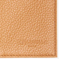 Light Brown Hammered Leather Folding Card Holder - 10 Compartments