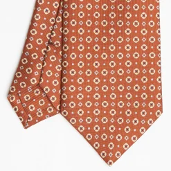 Light Brown Sartorial Classic Silk Tie Small Flower Pattern