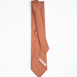 Light Brown Sartorial Classic Silk Tie Small Flower Pattern