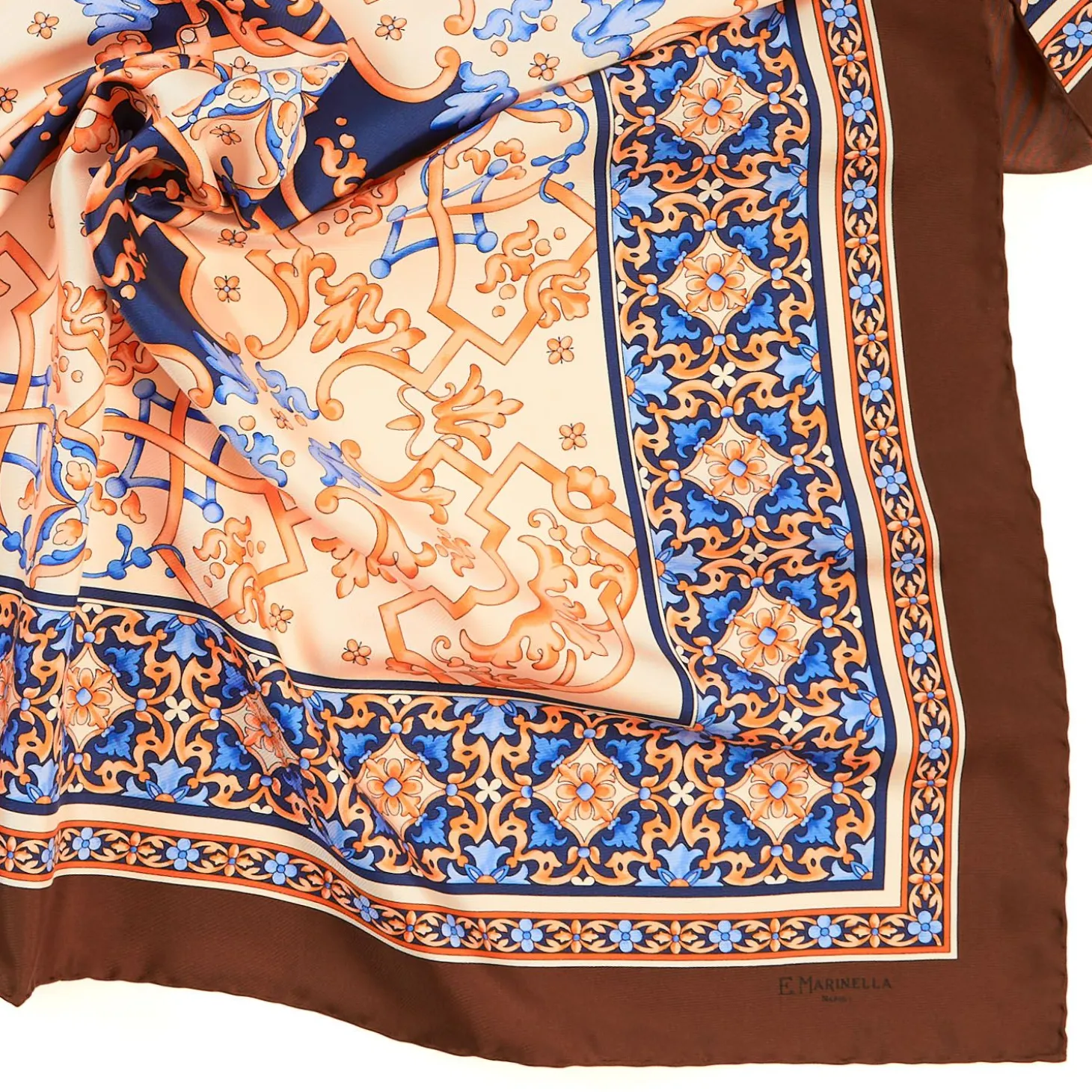 Light Brown Silk Scarf 90 - Mediterranean Vibes