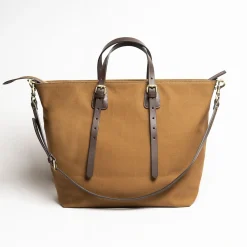 Light Brown Weekend Bag With Leather Trim