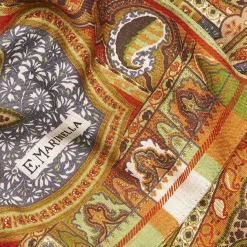 Light Green And Brown Wool Stole - Damask Pattern