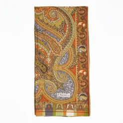 Light Green And Brown Wool Stole - Damask Pattern