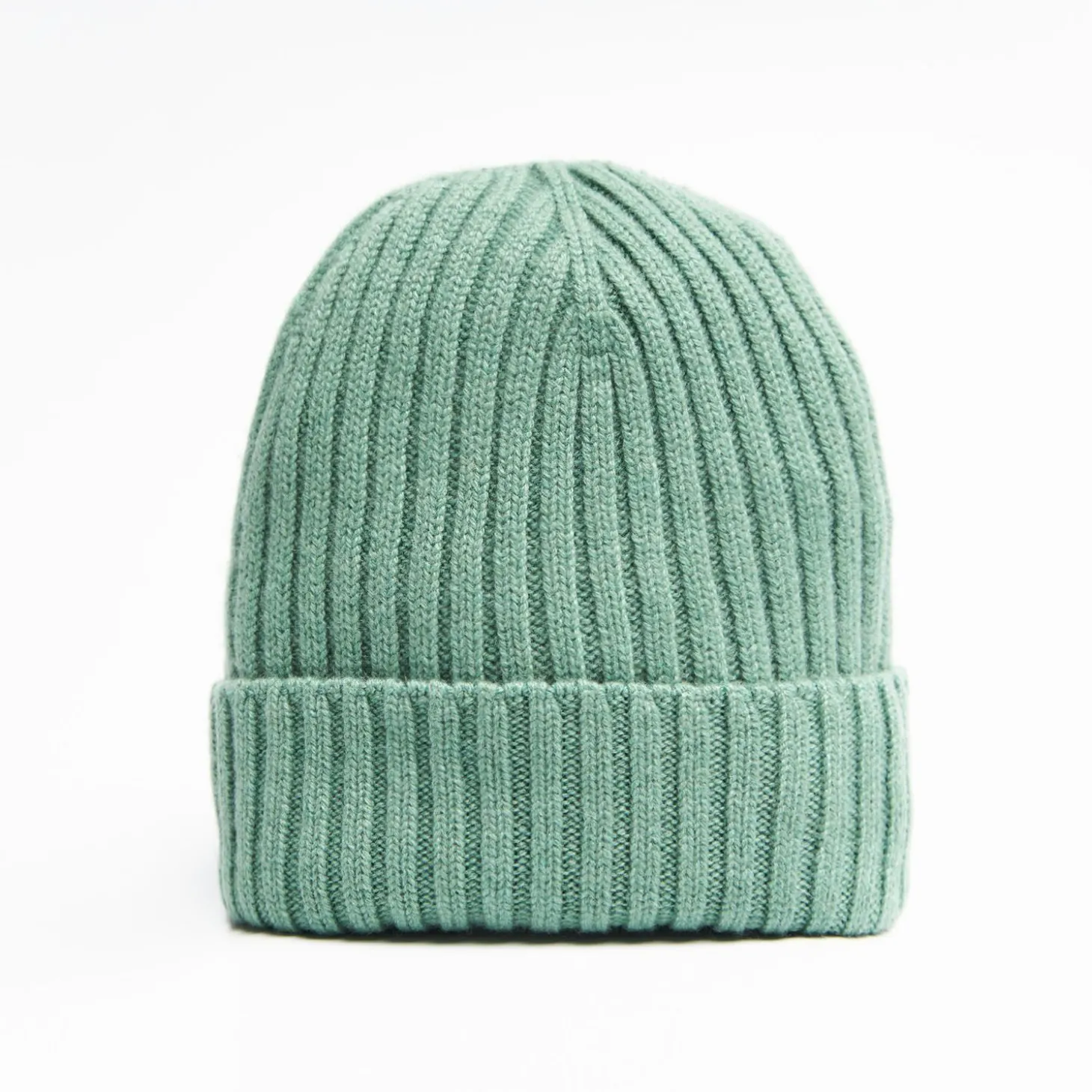 Light Green Cashmere Ribbed Beanie