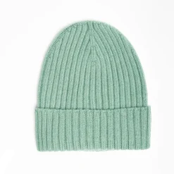 Light Green Cashmere Ribbed Beanie