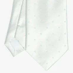 Light Green Cerimonial Silk Satin Tie Polka Dot Pattern