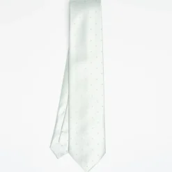 Light Green Cerimonial Silk Satin Tie Polka Dot Pattern