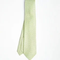 Light Green 9 Fold Sartorial Silk Tie - Small Geometric Pattern
