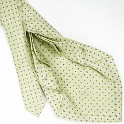 Light Green 9 Fold Sartorial Silk Tie - Small Flower Pattern