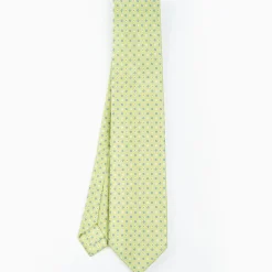 Light Green 7 Fold Sartorial Silk Tie - Small Flower Pattern