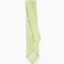 Light Green 9 Fold Sartorial Silk Tie Small Flower Pattern