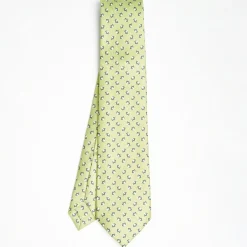 Light Green 7 Fold Sartorial Silk Tie - Small Flower Pattern