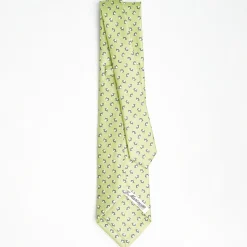 Light Green 7 Fold Sartorial Silk Tie - Small Flower Pattern