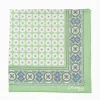 Light Green Hand-Printed Silk Pocket Square Large Flower Pattern