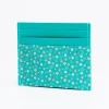 Light Green Leather And Silk Credit Card Holder - 5 Compartments