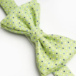 Light Green Pre-Knotted Bowtie - Small Geometric Pattern