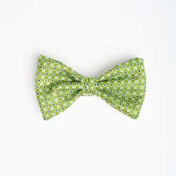 Light Green Pre-Knotted Silk Bowtie - Polka Dot Pattern