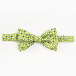 Light Green Pre-Knotted Silk Bowtie - Polka Dot Pattern