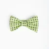 Light Green Pre-Knotted Silk Bowtie - Small Flower Pattern