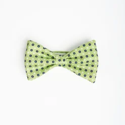 Light Green Pre-Knotted Silk Bowtie - Small Flower Pattern
