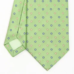 Light Green Sartorial Jacquard Silk Tie - Small Flower Designs