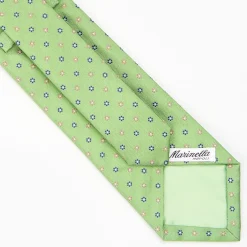 Light Green Sartorial Jacquard Silk Tie - Small Flower Designs