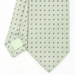 Light Green Sartorial Jacquard Silk Tie - Small Flower Designs