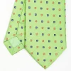 Light Green Sartorial Jacquard Silk Tie - Small Flower Designs