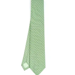 Light Green Sartorial Jacquard Silk Tie - Small Geometric Pattern