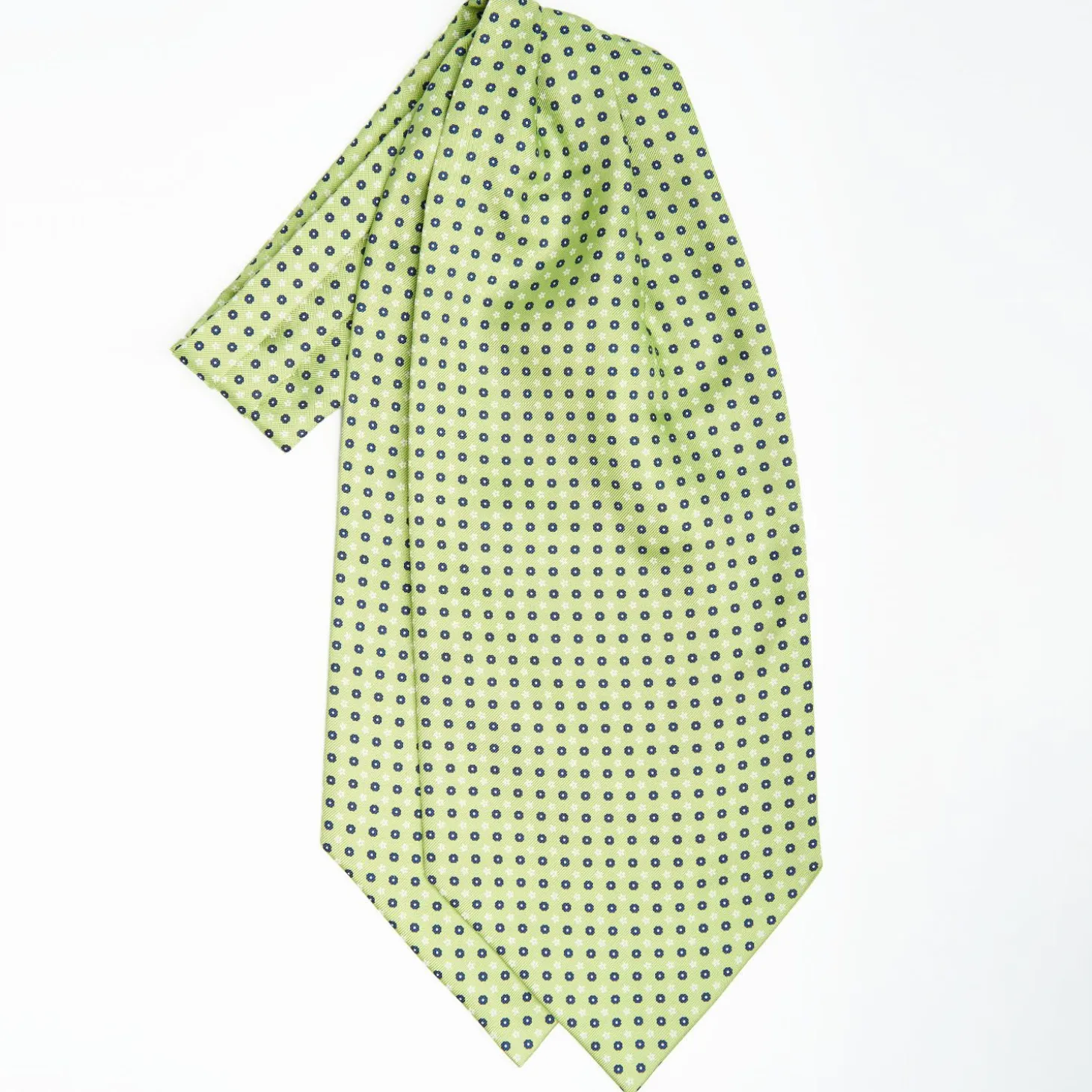 Light Green Silk Ascot Tie Small Flower Designs