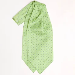 Light Green Silk Ascot Tie - Small Flower Designs