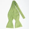 Light Green Silk Bowtie To Self-Tie Small Geometric Pattern