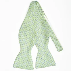 Light Green Silk Bowtie To Self-Tie - Small Flower Pattern