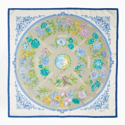 Light Green Silk Scarf 90 - The Wheel Of Seasons