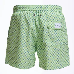 Light Green Swim Short - Small Flower Pattern