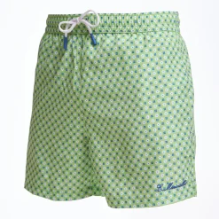 Light Green Swim Short - Small Flower Pattern