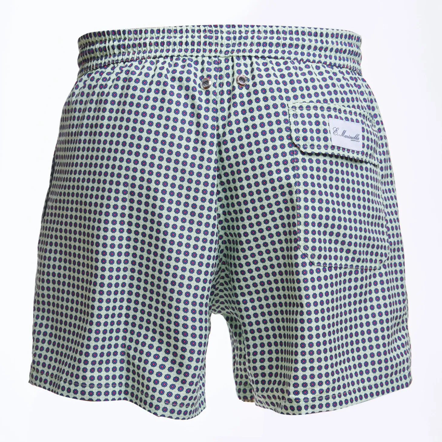 Light Green Swim Short - Small Flower Pattern