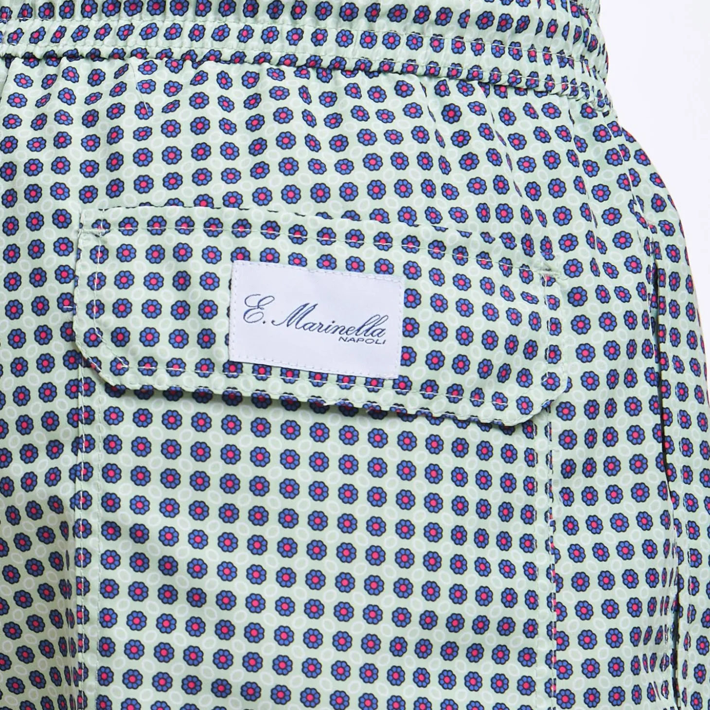 Light Green Swim Short - Small Flower Pattern