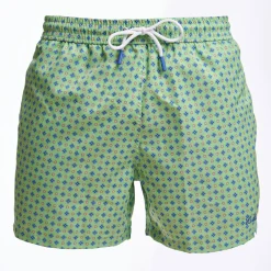 Light Green Swim Short - Small Flower Pattern