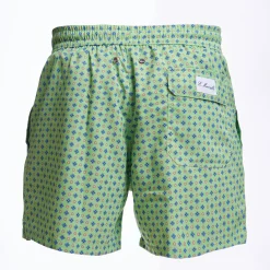Light Green Swim Short - Small Flower Pattern