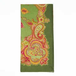 Light Green Wool Stole With Floral And Paisley Patterns