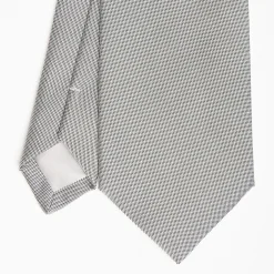 Light Grey Ceremonial Jacquard Silk Tie - Small Geometric Pattern