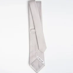 Light Grey Ceremonial Jacquard Silk Tie - Small Polka Dot Pattern