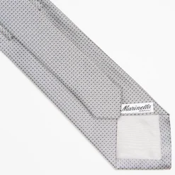 Light Grey Ceremonial Jacquard Silk Tie - Small Geometric Pattern