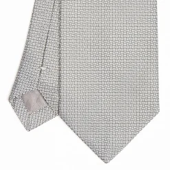 Light Grey Ceremonial Jacquard Silk Tie - Small Geometric Pattern